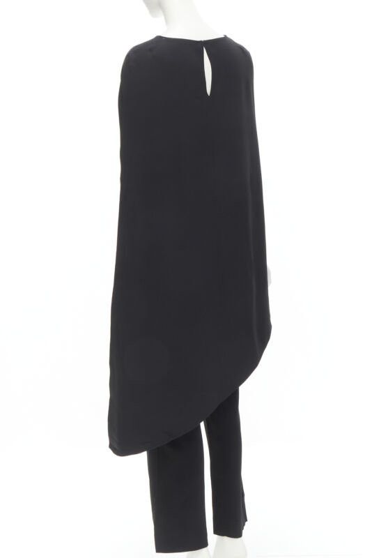 Other ESTABAN CORTEZAR black open back asymmetric cape jumpsuit FR38 S Size 27" / US 4 / IT 40 - 6 Thumbnail