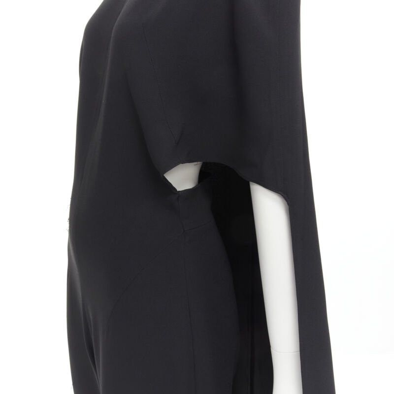 Other ESTABAN CORTEZAR black open back asymmetric cape jumpsuit FR38 S Size 27" / US 4 / IT 40 - 2 Thumbnail