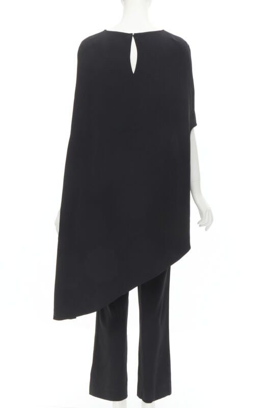 Other ESTABAN CORTEZAR black open back asymmetric cape jumpsuit FR38 S Size 27" / US 4 / IT 40 - 5 Thumbnail