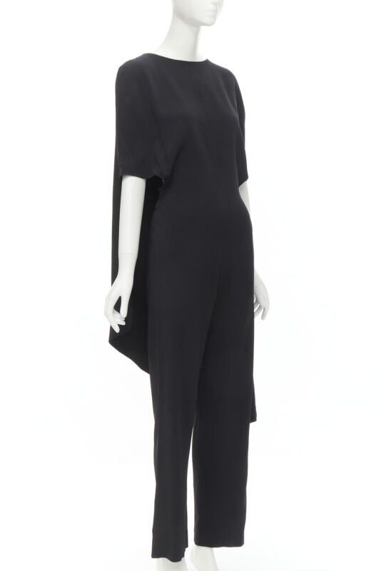 Other ESTABAN CORTEZAR black open back asymmetric cape jumpsuit FR38 S Size 27" / US 4 / IT 40 - 3 Thumbnail
