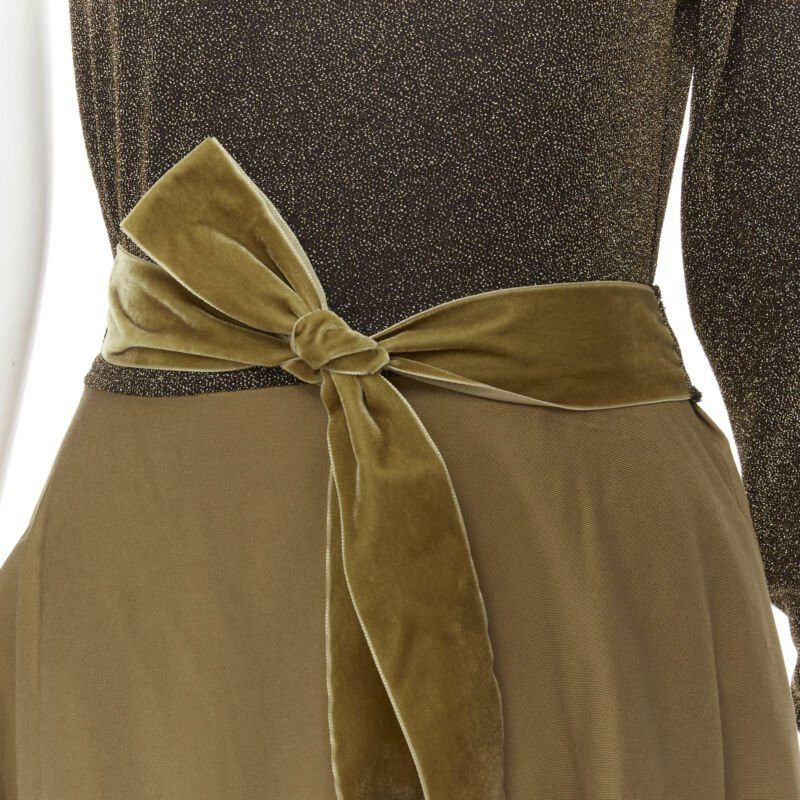 Other ARTCLUB Casa Miller gold lurex brown cotton twill wrap maxi dress M Size M / US 6-8 / IT 42-44 - 2 Thumbnail