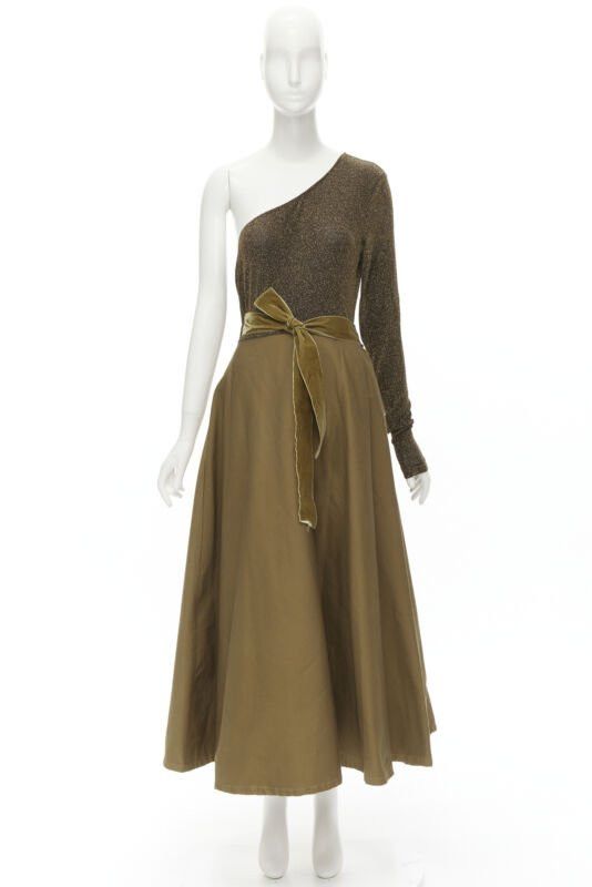 Other ARTCLUB Casa Miller gold lurex brown cotton twill wrap maxi dress M Size M / US 6-8 / IT 42-44 - 10 Thumbnail