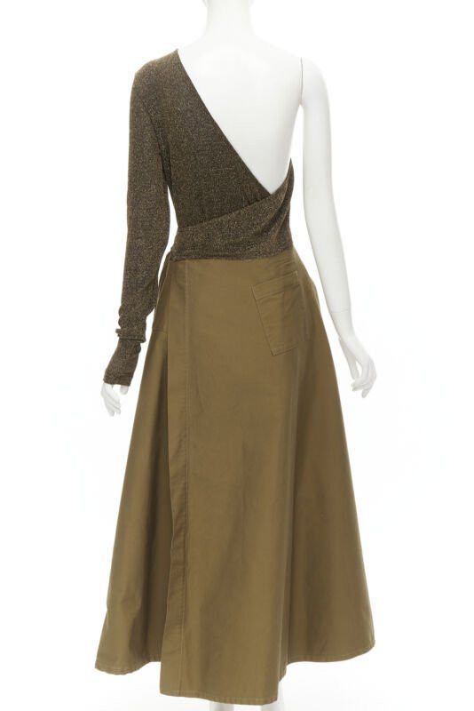 Other ARTCLUB Casa Miller gold lurex brown cotton twill wrap maxi dress M Size M / US 6-8 / IT 42-44 - 6 Thumbnail