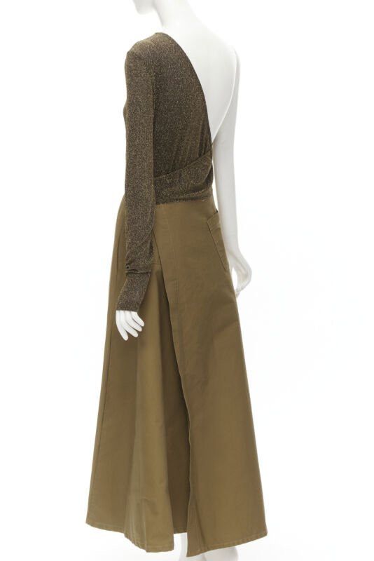Other ARTCLUB Casa Miller gold lurex brown cotton twill wrap maxi dress M Size M / US 6-8 / IT 42-44 - 5 Thumbnail
