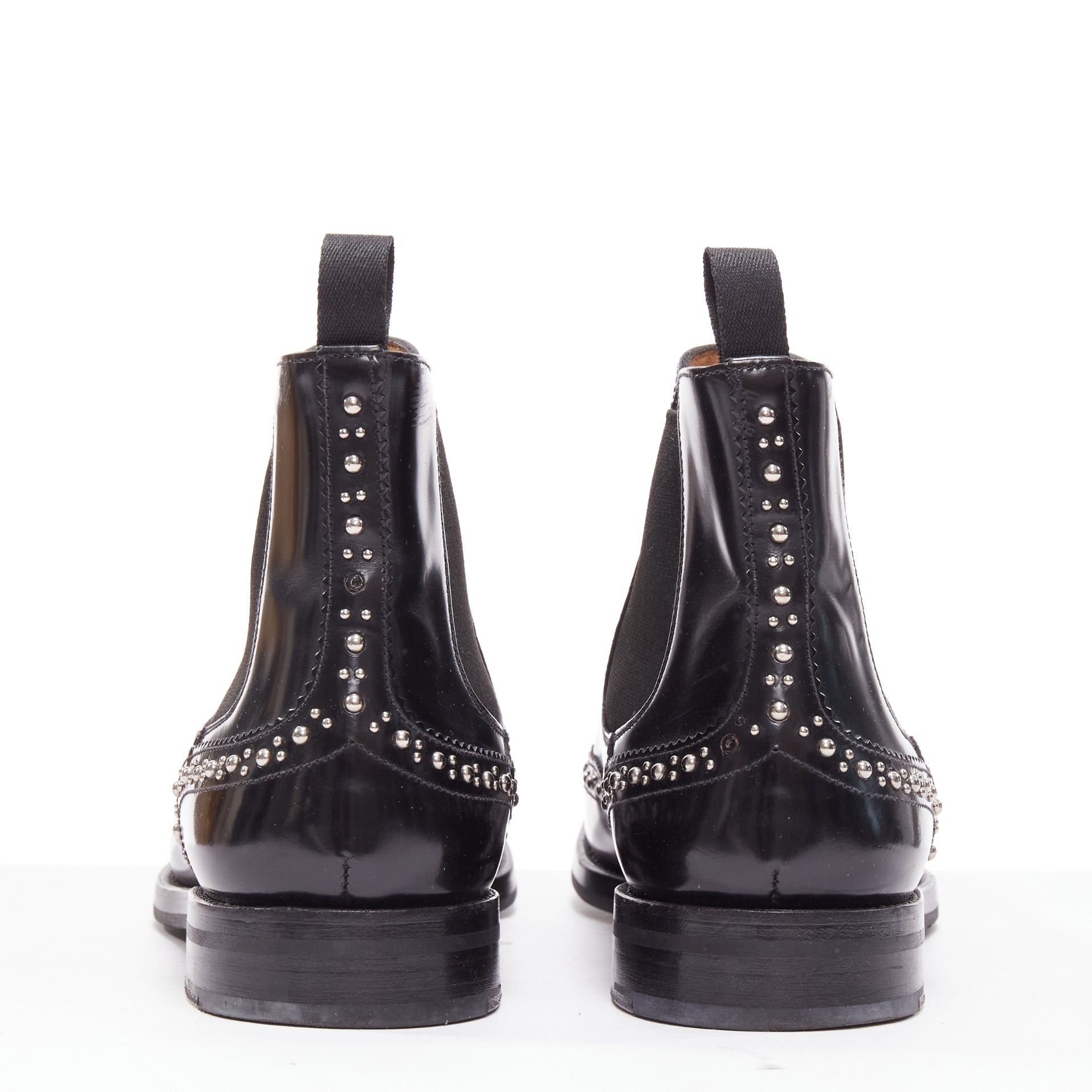 Church's CHURCH'S Ketsby Met black leather silver dome studded ankle flat boots EU38 Size US 8 / IT 38 - 5 Thumbnail