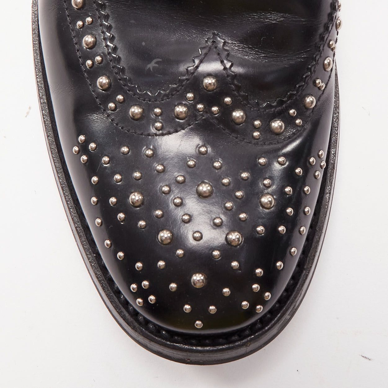 Church's CHURCH'S Ketsby Met black leather silver dome studded ankle flat boots EU38 Size US 8 / IT 38 - 6 Thumbnail