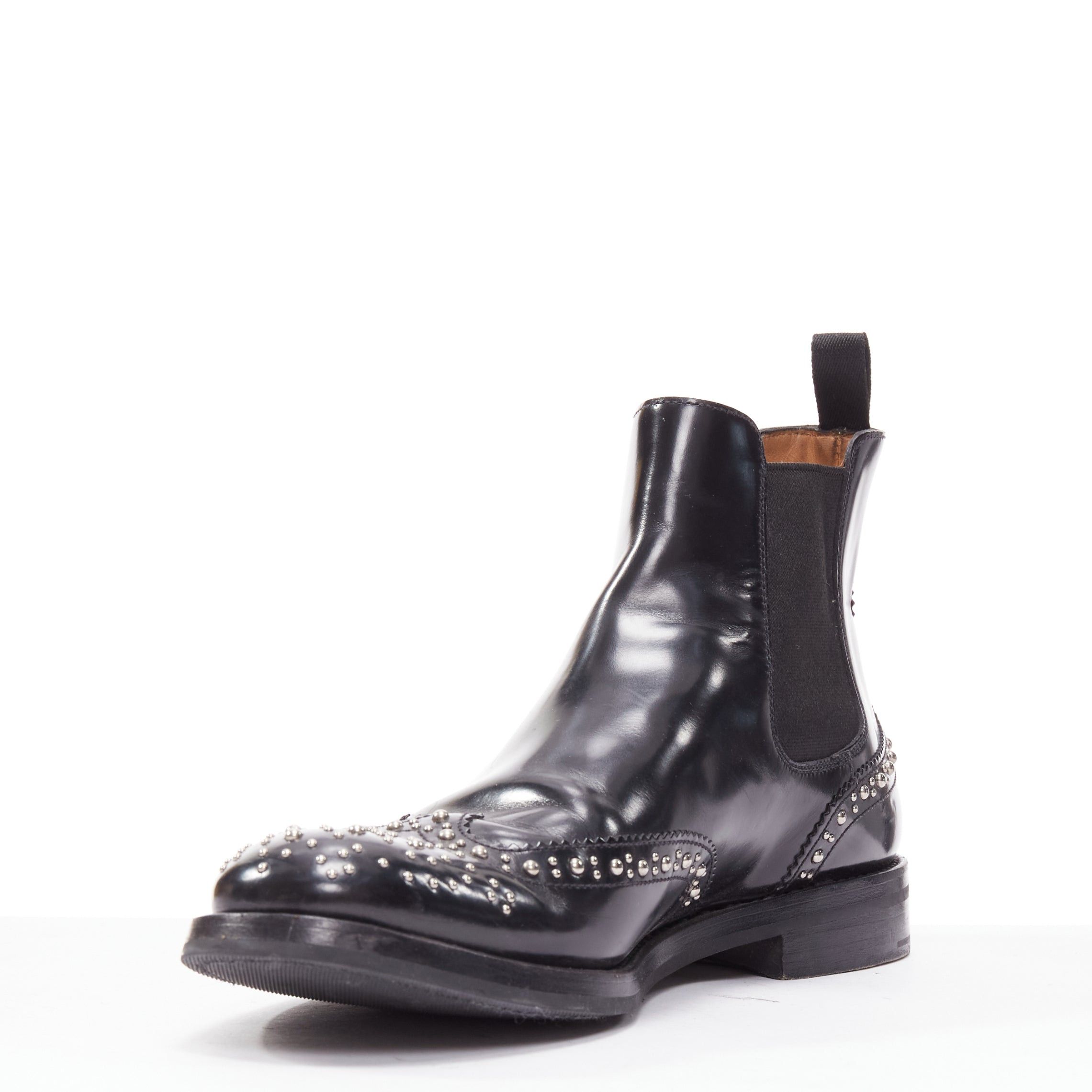 Church's CHURCH'S Ketsby Met black leather silver dome studded ankle flat boots EU38 Size US 8 / IT 38 - 4 Thumbnail