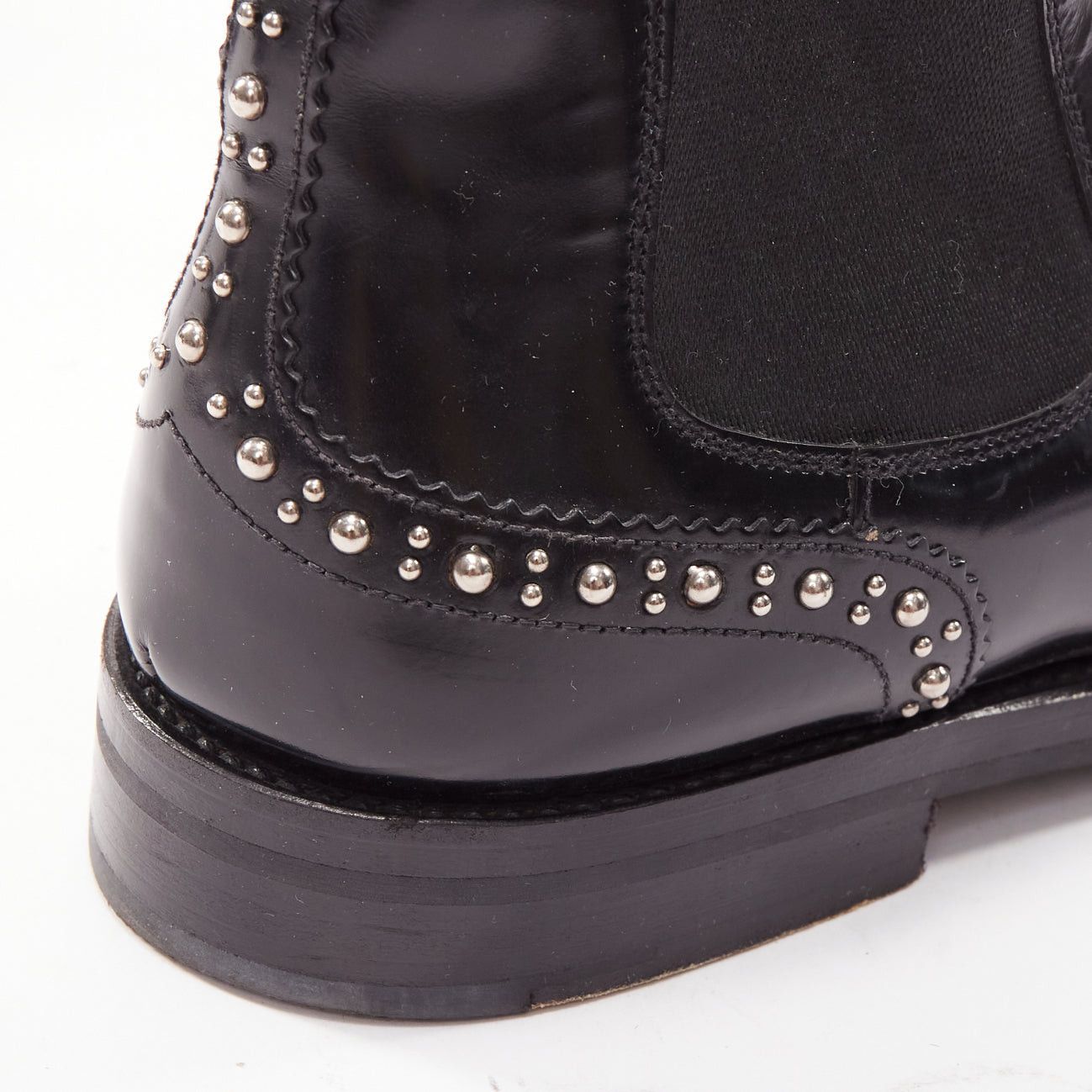 Church's CHURCH'S Ketsby Met black leather silver dome studded ankle flat boots EU38 Size US 8 / IT 38 - 8 Thumbnail