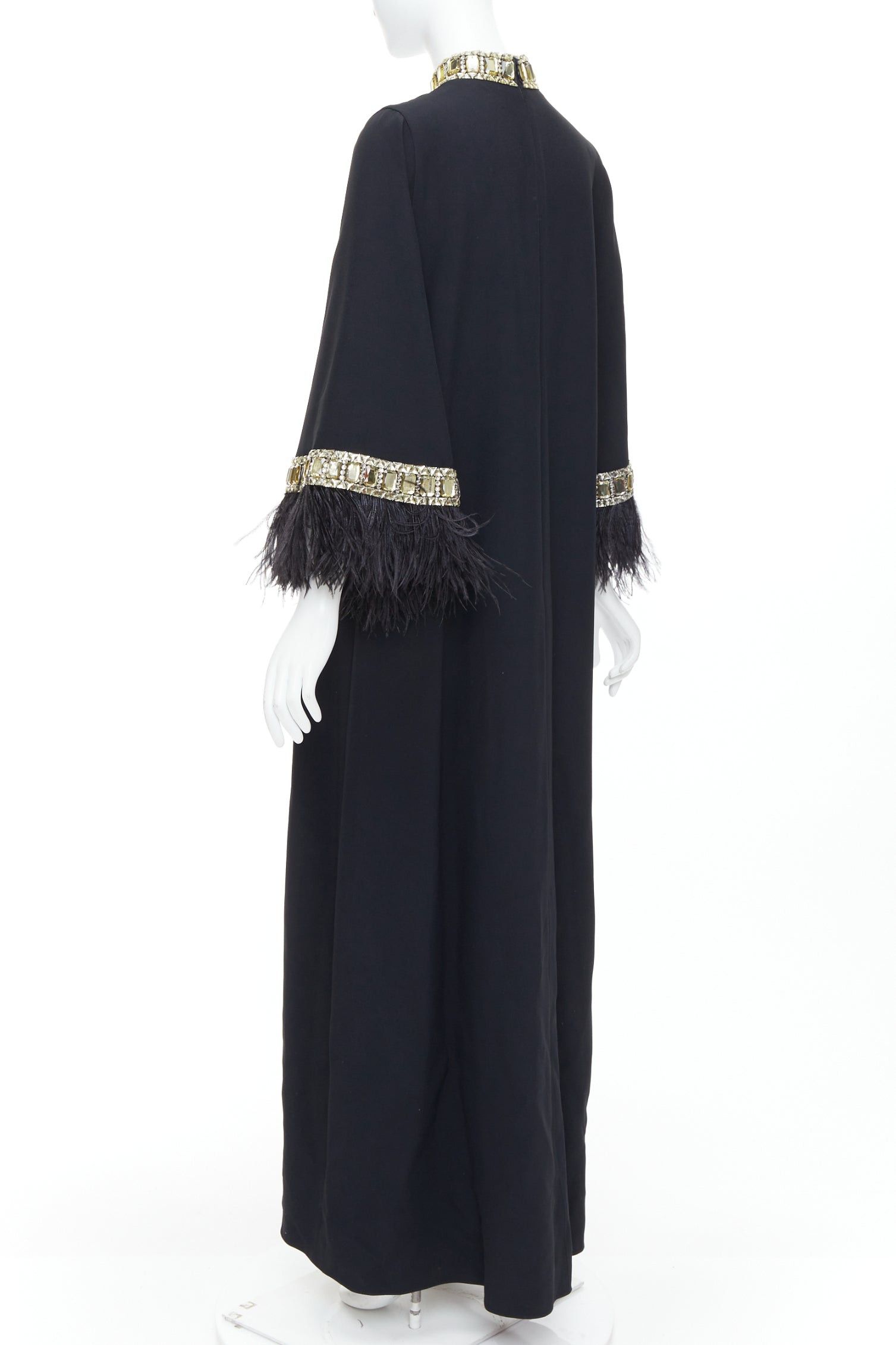 Other ANDREW GN 2021 Runway black ostrich feather trim glass beads maxi dress FR38 M Size M / US 6-8 / IT 42-44 - 6 Thumbnail