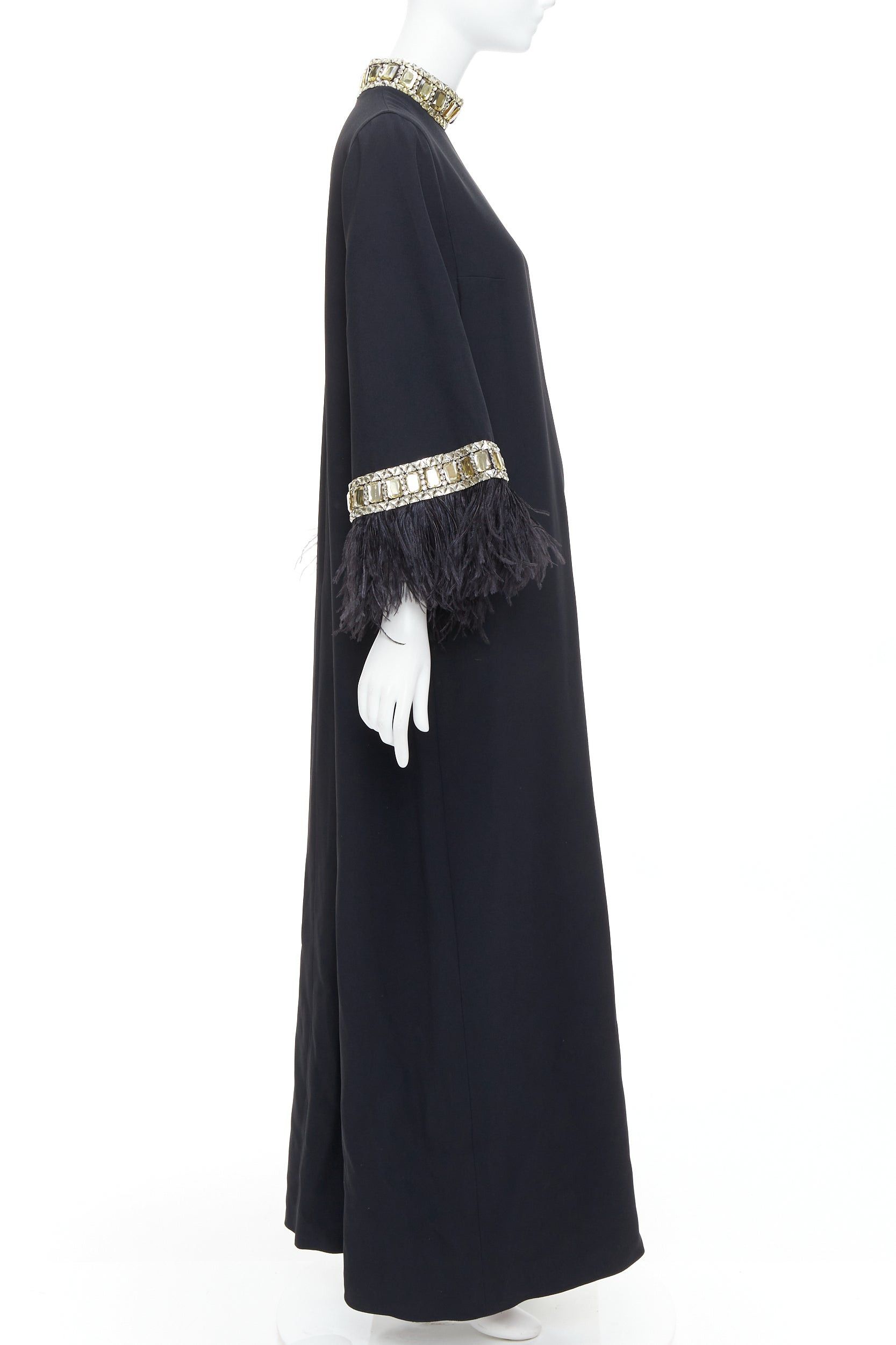 Other ANDREW GN 2021 Runway black ostrich feather trim glass beads maxi dress FR38 M Size M / US 6-8 / IT 42-44 - 4 Thumbnail