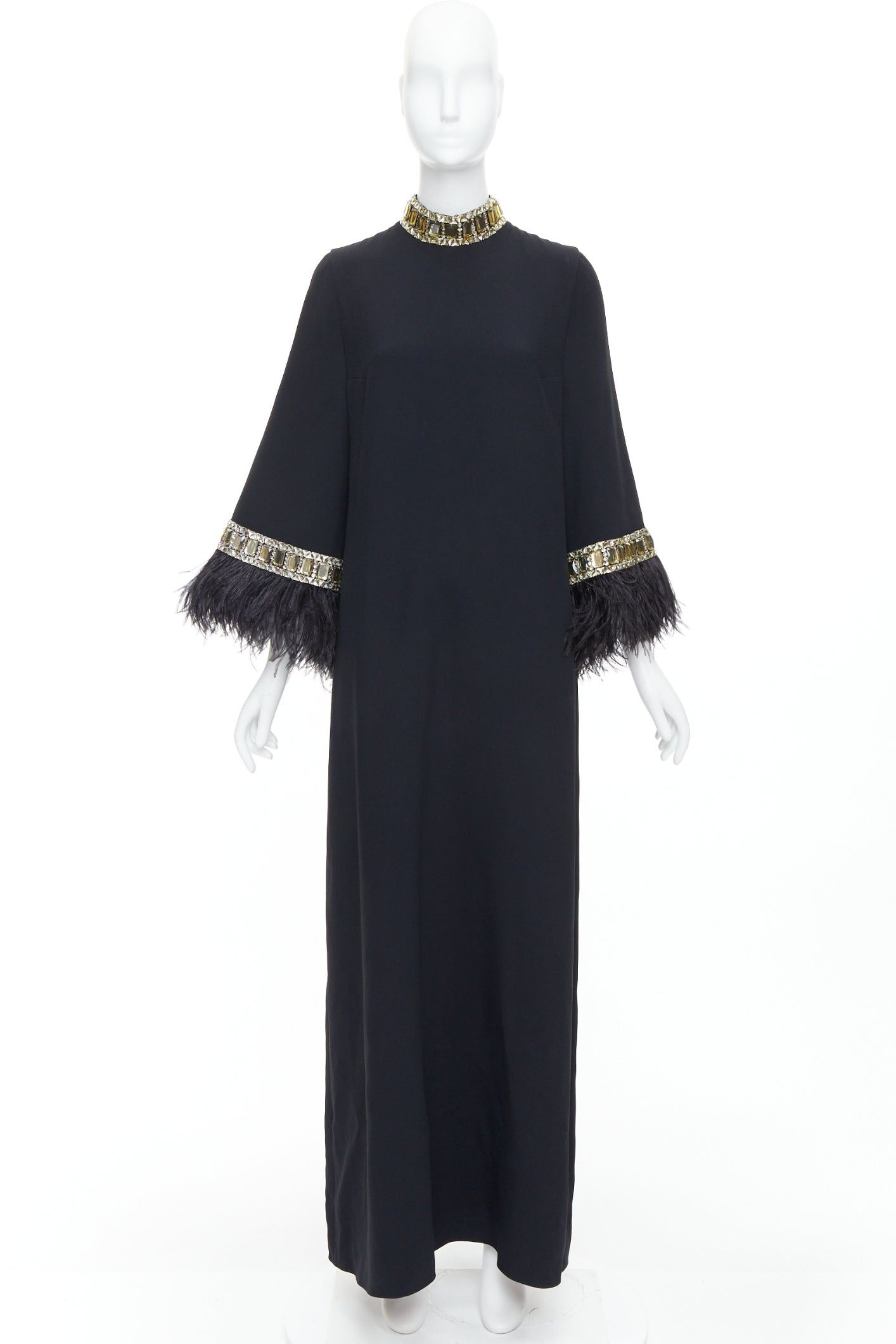 Other ANDREW GN 2021 Runway black ostrich feather trim glass beads maxi dress FR38 M Size M / US 6-8 / IT 42-44 - 9 Thumbnail