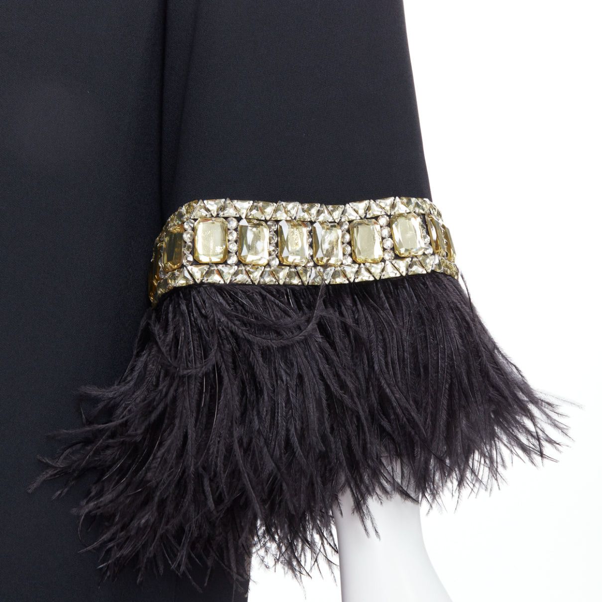 Other ANDREW GN 2021 Runway black ostrich feather trim glass beads maxi dress FR38 M Size M / US 6-8 / IT 42-44 - 2 Thumbnail
