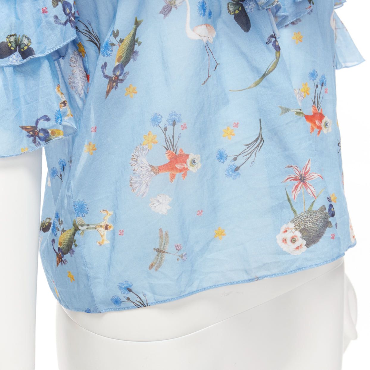 Other VIVETTA blue cotton animal floral print tiered bell sleeves strappy top IT40 S Size S / US 4 / IT 40 - 7 Thumbnail