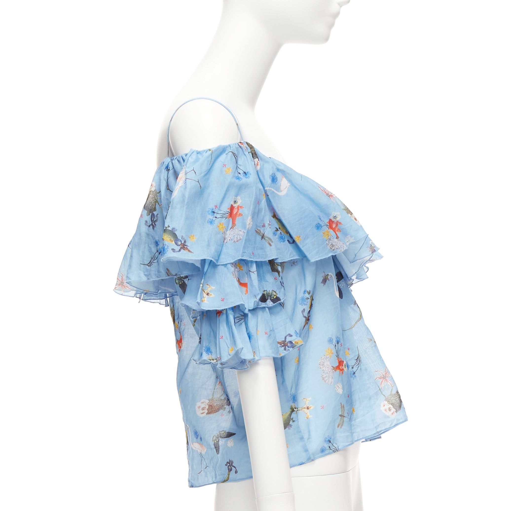 Other VIVETTA blue cotton animal floral print tiered bell sleeves strappy top IT40 S Size S / US 4 / IT 40 - 4 Thumbnail