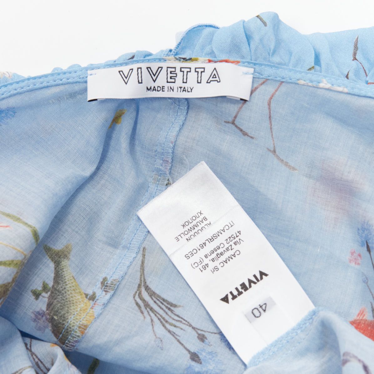 Other VIVETTA blue cotton animal floral print tiered bell sleeves strappy top IT40 S Size S / US 4 / IT 40 - 8 Thumbnail