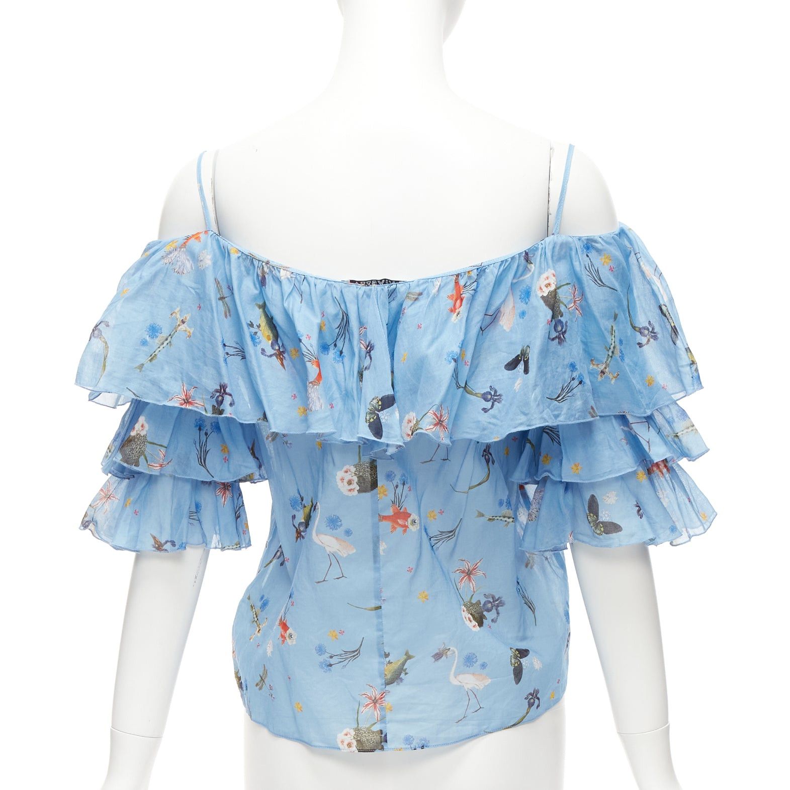 Other VIVETTA blue cotton animal floral print tiered bell sleeves strappy top IT40 S Size S / US 4 / IT 40 - 5 Thumbnail