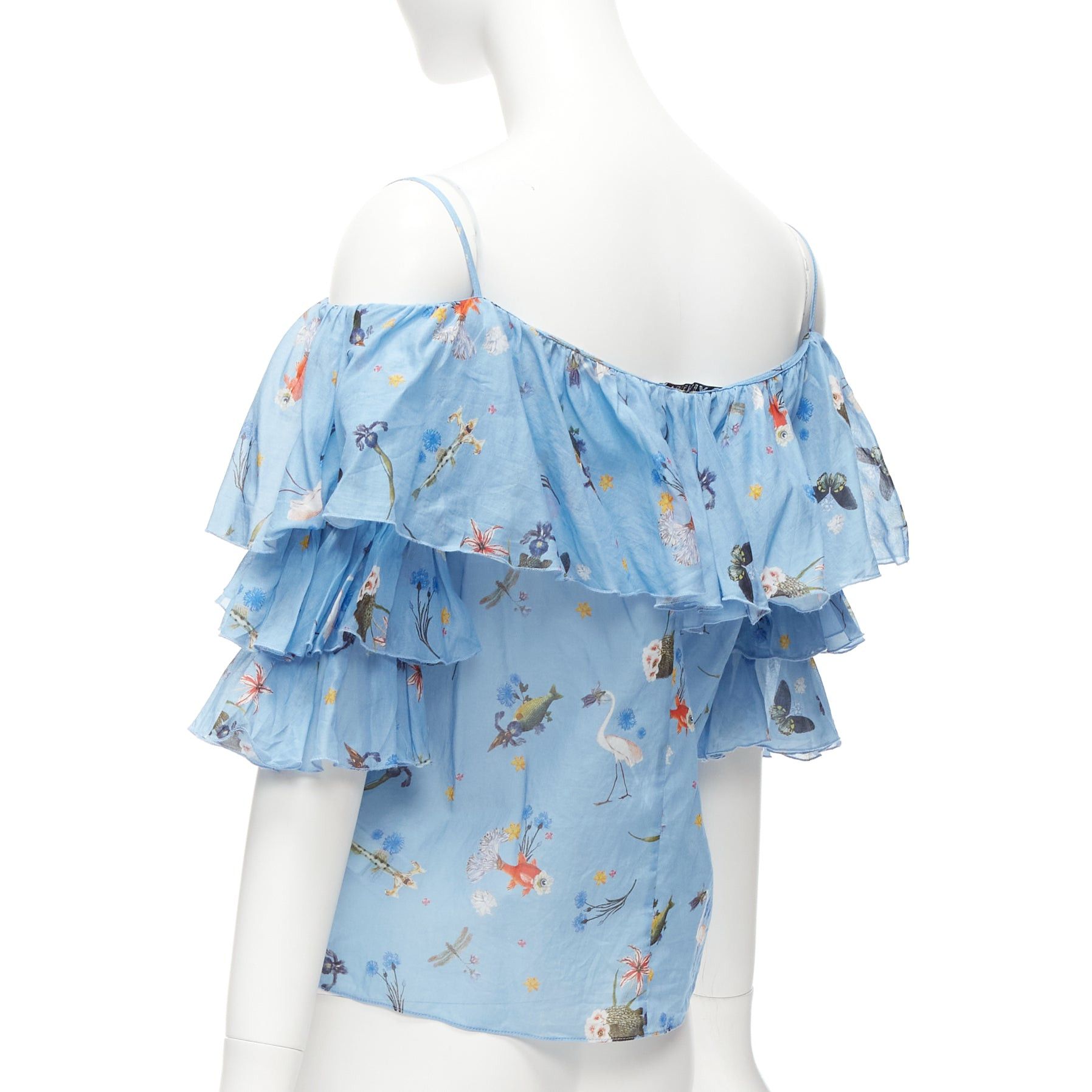 Other VIVETTA blue cotton animal floral print tiered bell sleeves strappy top IT40 S Size S / US 4 / IT 40 - 6 Thumbnail