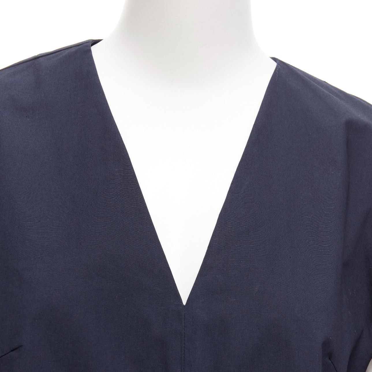 Other DELPOZO navy cotton knot tie sleeves V neck relaxed top FR36A S Size S / US 4 / IT 40 - 7 Thumbnail