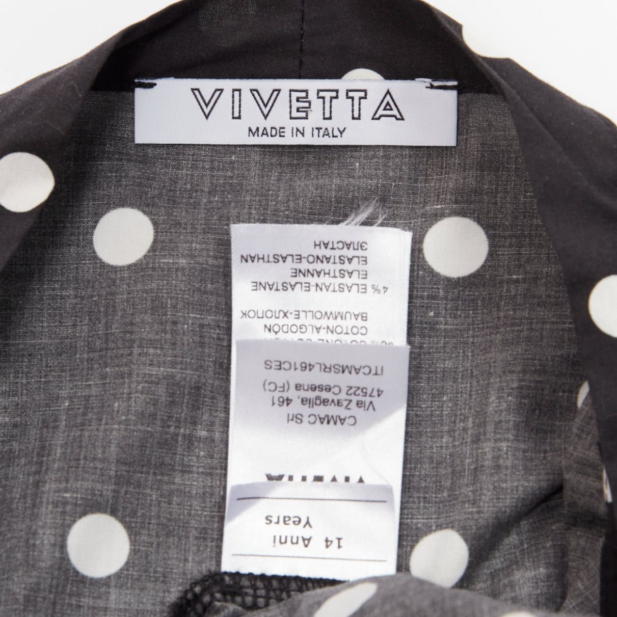 Other VIVETTA Kids black white cotton blend polka dot ruffle logo trim sundress 14Y XS Size XS / US 0-2 / IT 36-38 - 8 Thumbnail