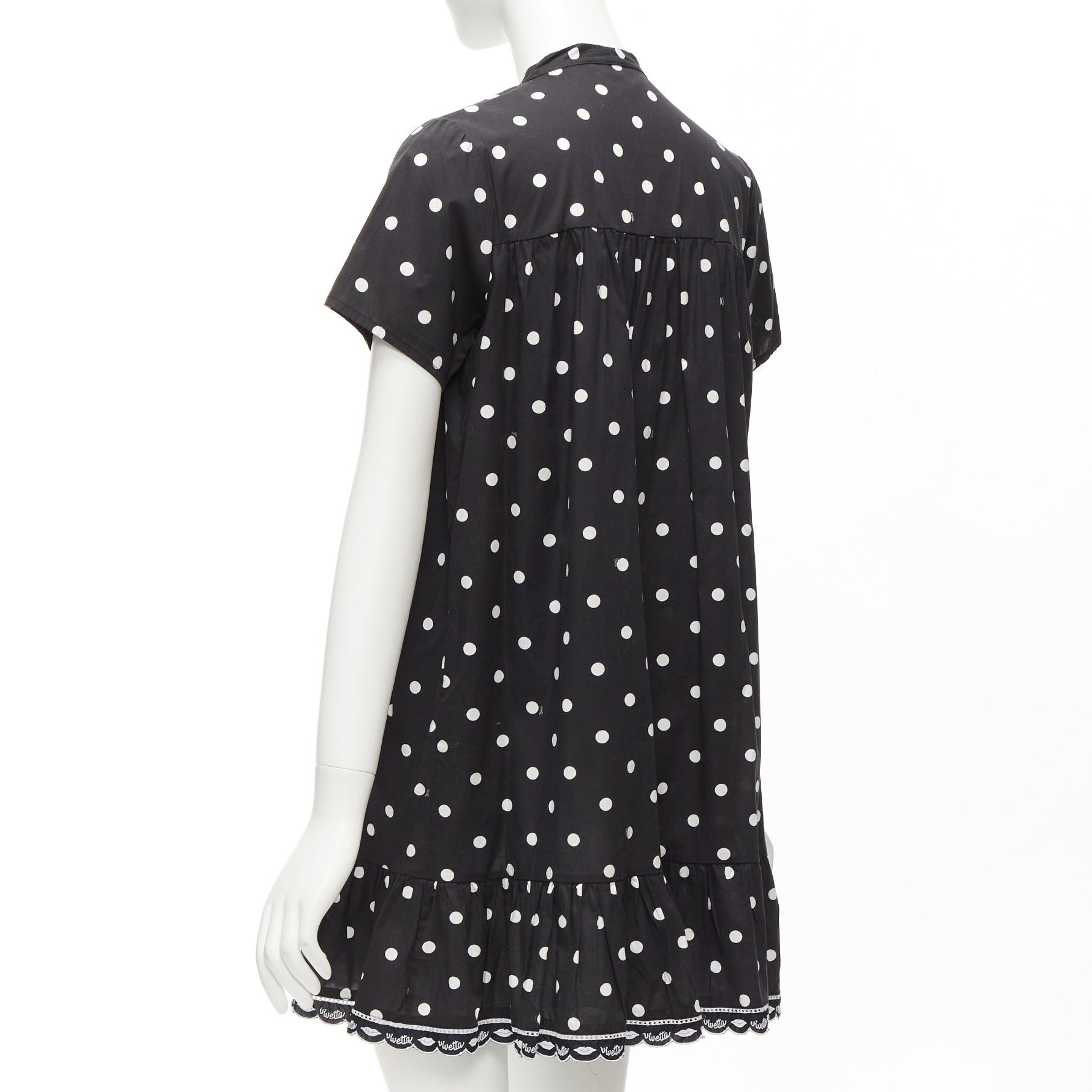 Other VIVETTA Kids black white cotton blend polka dot ruffle logo trim sundress 14Y XS Size XS / US 0-2 / IT 36-38 - 6 Thumbnail