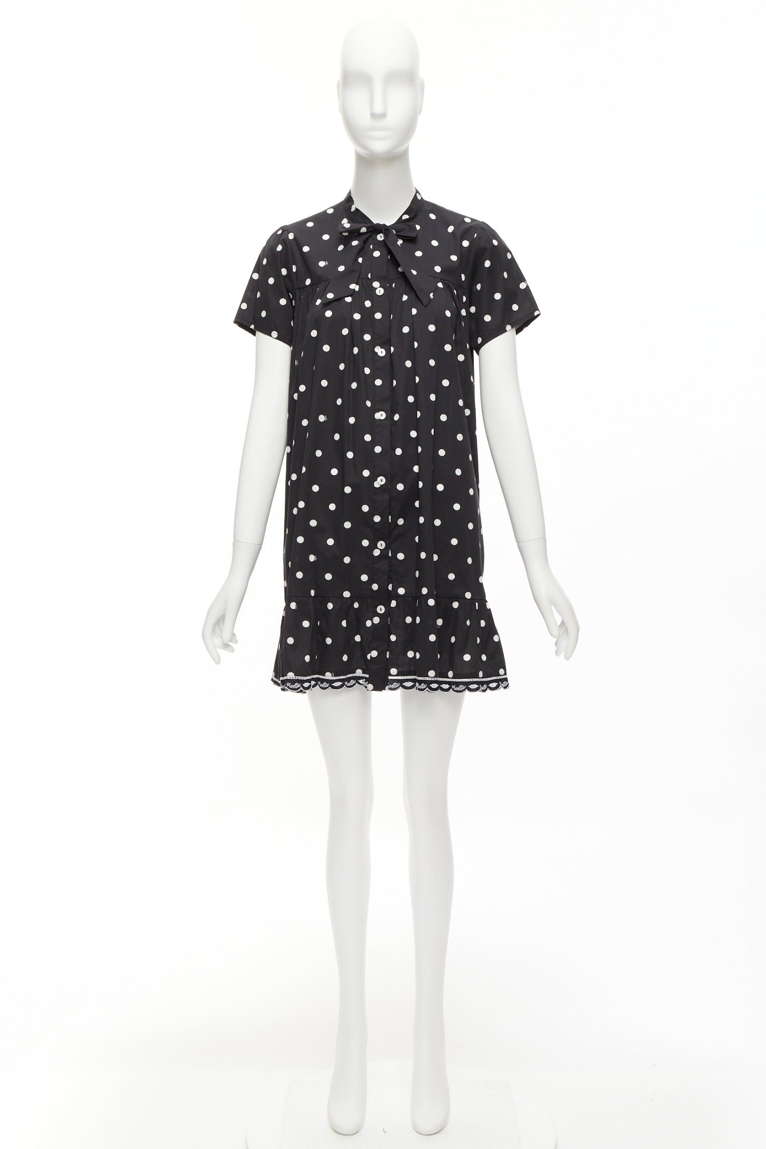 Other VIVETTA Kids black white cotton blend polka dot ruffle logo trim sundress 14Y XS Size XS / US 0-2 / IT 36-38 - 9 Thumbnail
