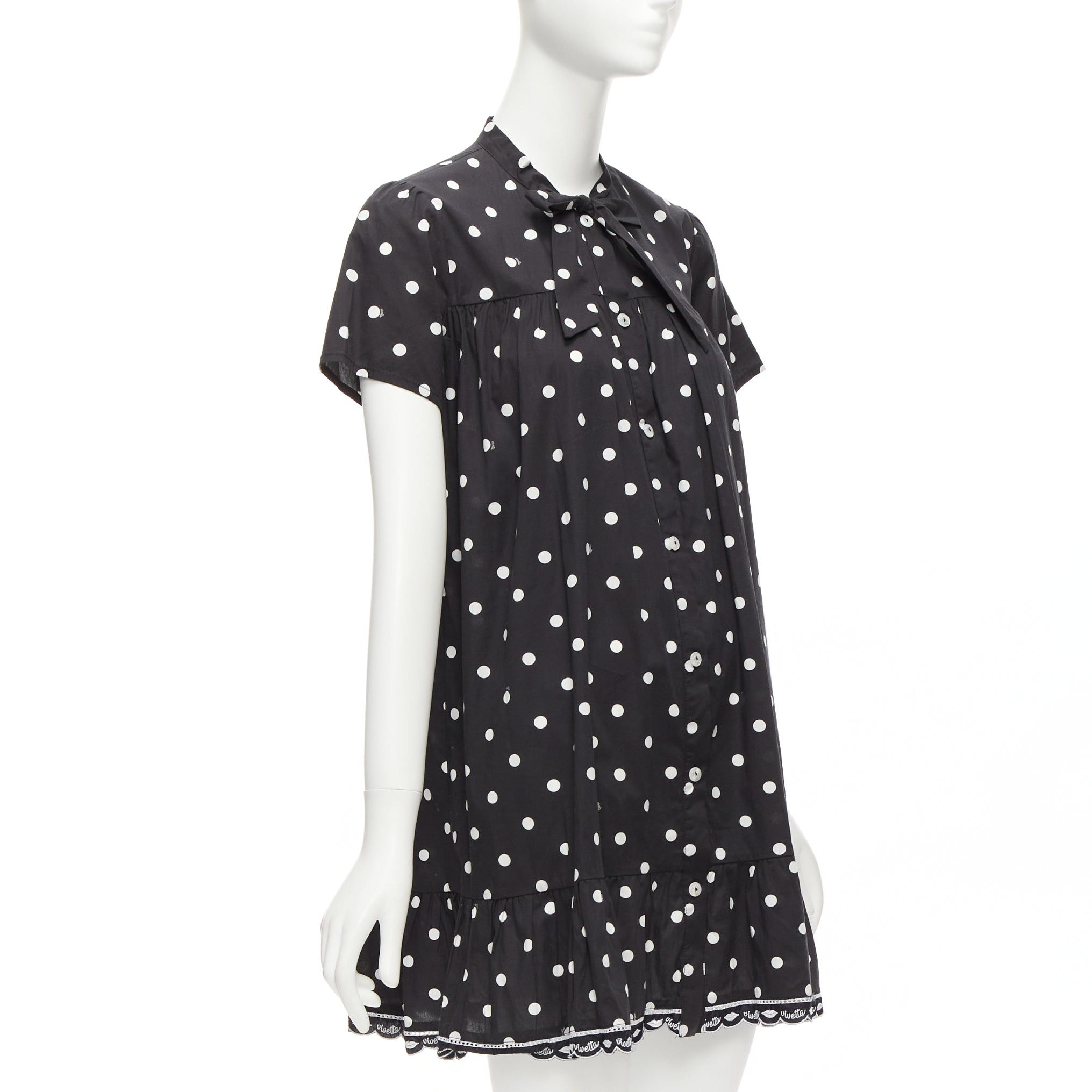 Other VIVETTA Kids black white cotton blend polka dot ruffle logo trim sundress 14Y XS Size XS / US 0-2 / IT 36-38 - 3 Thumbnail