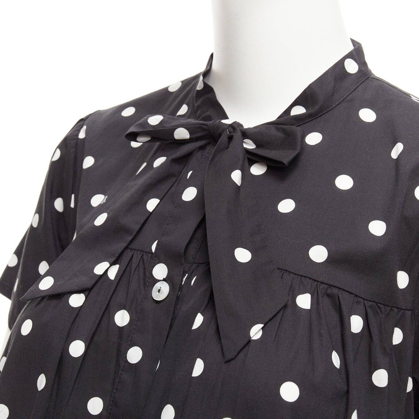Other VIVETTA Kids black white cotton blend polka dot ruffle logo trim sundress 14Y XS Size XS / US 0-2 / IT 36-38 - 2 Thumbnail