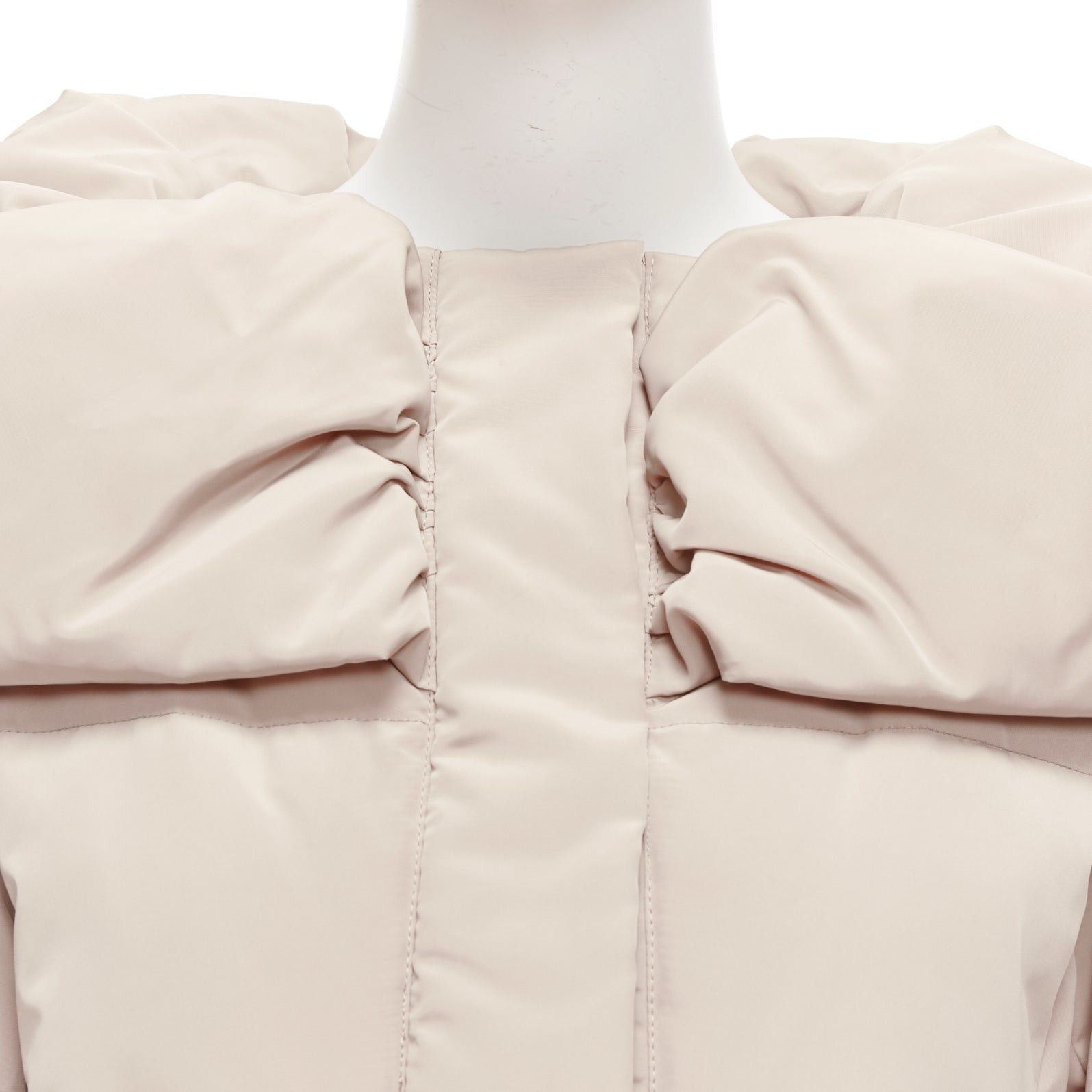 Max Mara MAX & CO Caldo beige bateau foldover collar fitted long puffer coat IT42 M Size M / US 6-8 / IT 42-44 - 8 Thumbnail
