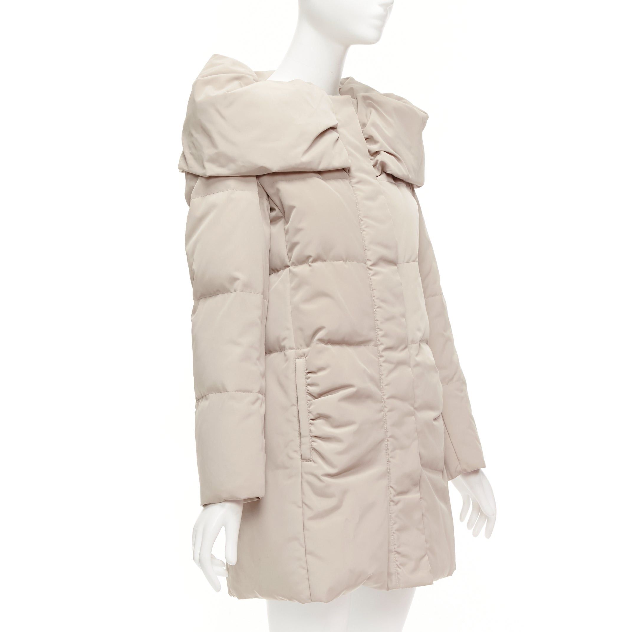 Max Mara MAX & CO Caldo beige bateau foldover collar fitted long puffer coat IT42 M Size M / US 6-8 / IT 42-44 - 4 Thumbnail