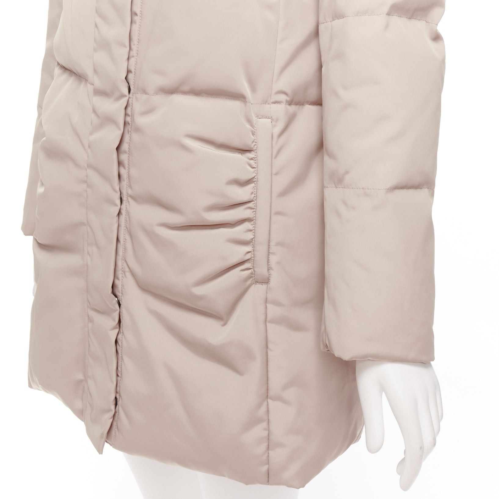 Max Mara MAX & CO Caldo beige bateau foldover collar fitted long puffer coat IT42 M Size M / US 6-8 / IT 42-44 - 2 Thumbnail