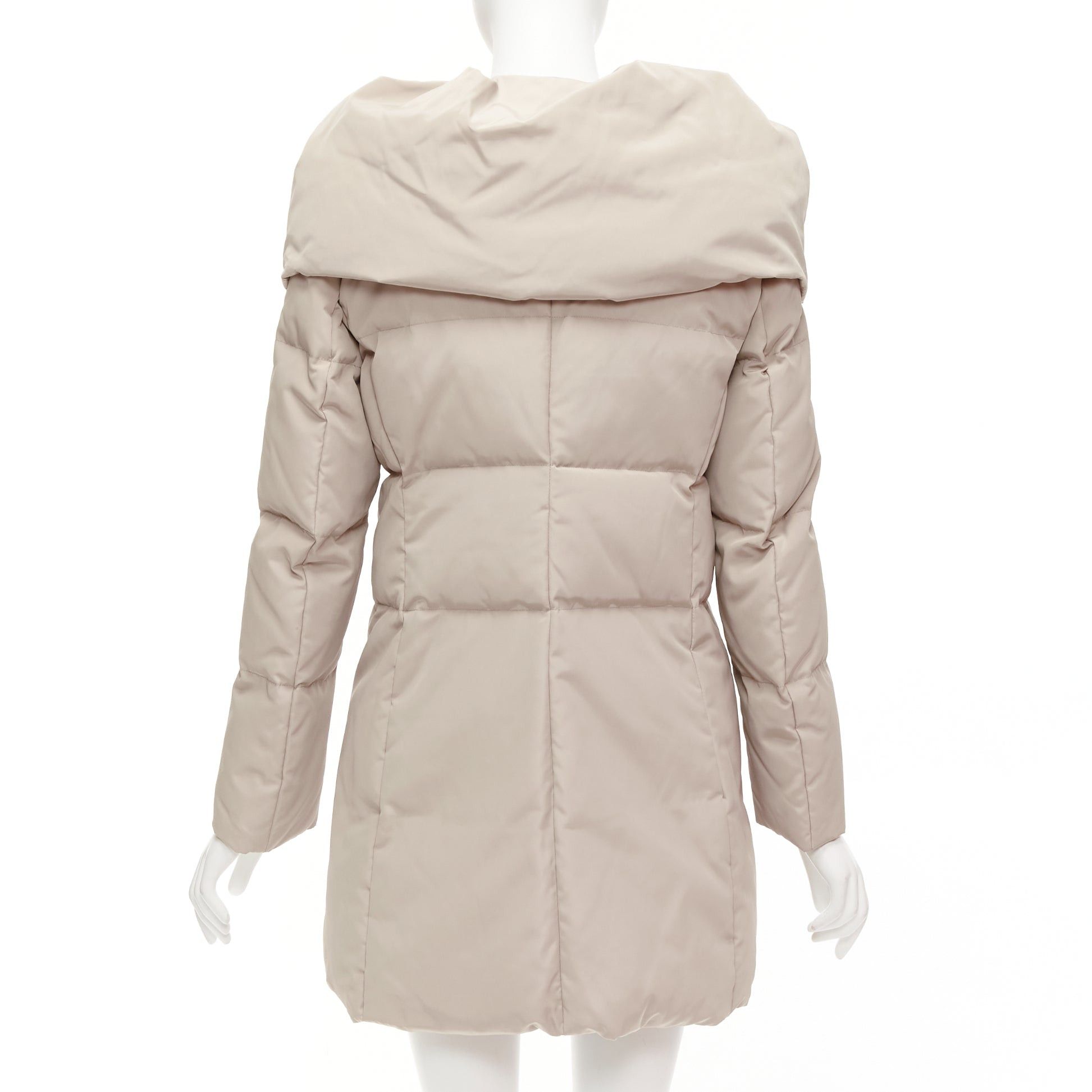 Max Mara MAX & CO Caldo beige bateau foldover collar fitted long puffer coat IT42 M Size M / US 6-8 / IT 42-44 - 6 Thumbnail