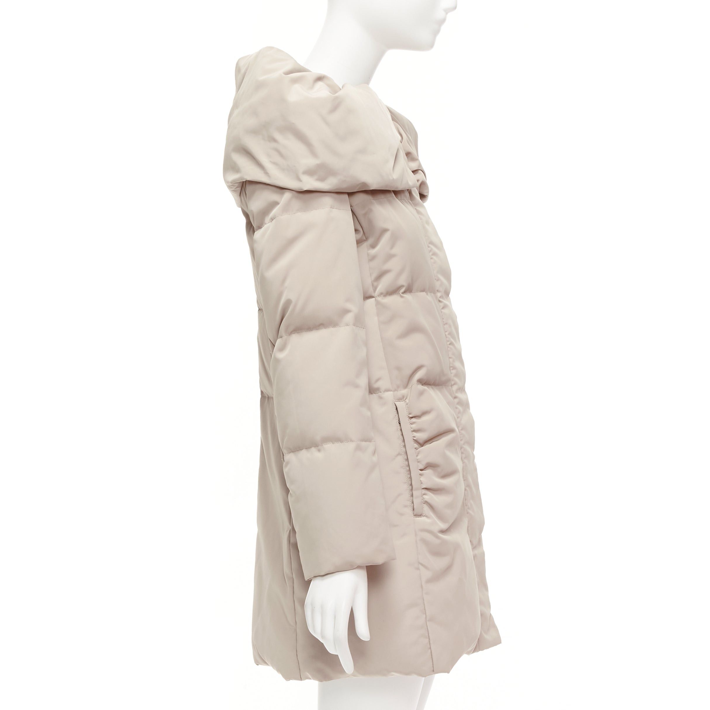 Max Mara MAX & CO Caldo beige bateau foldover collar fitted long puffer coat IT42 M Size M / US 6-8 / IT 42-44 - 5 Thumbnail