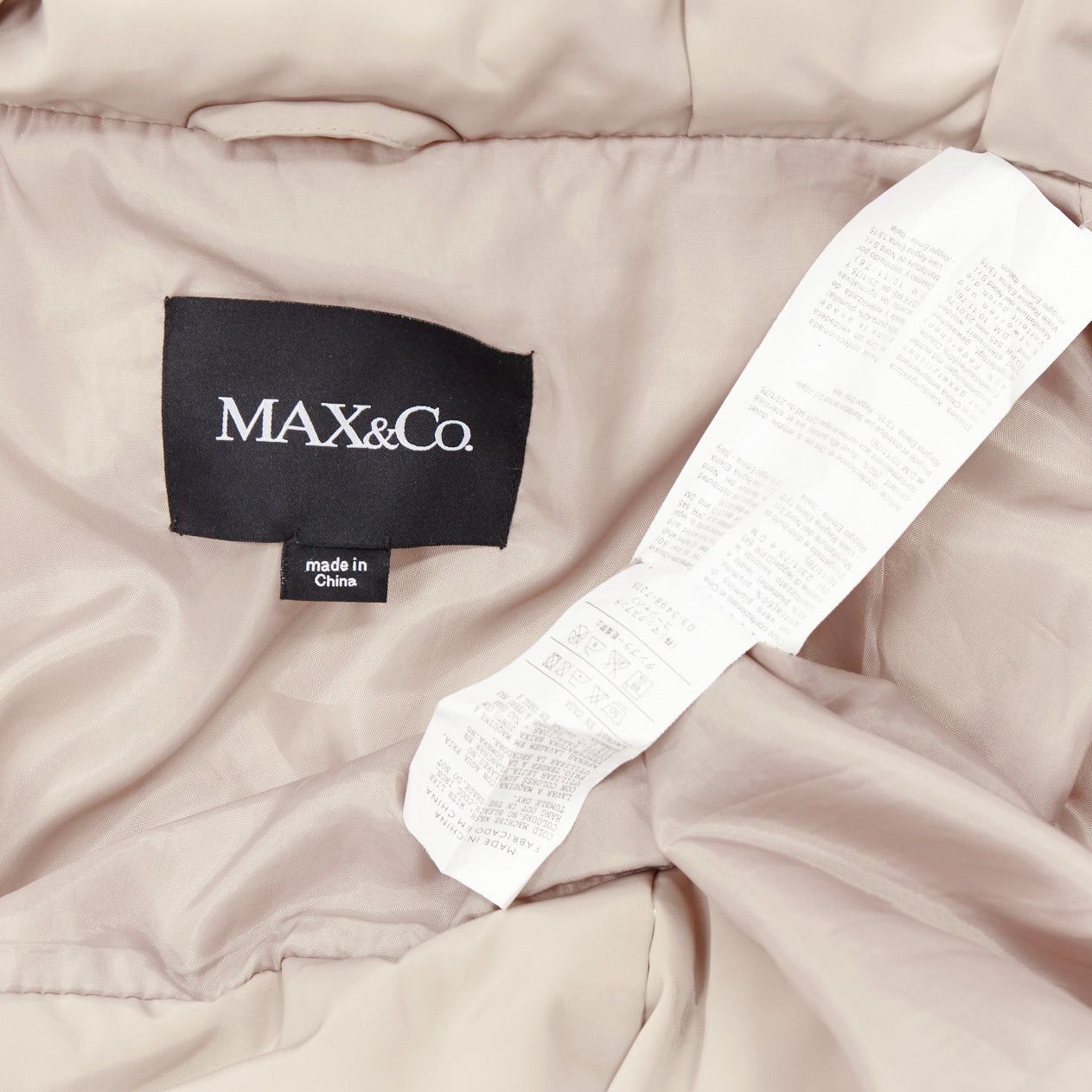 Max Mara MAX & CO Caldo beige bateau foldover collar fitted long puffer coat IT42 M Size M / US 6-8 / IT 42-44 - 9 Thumbnail