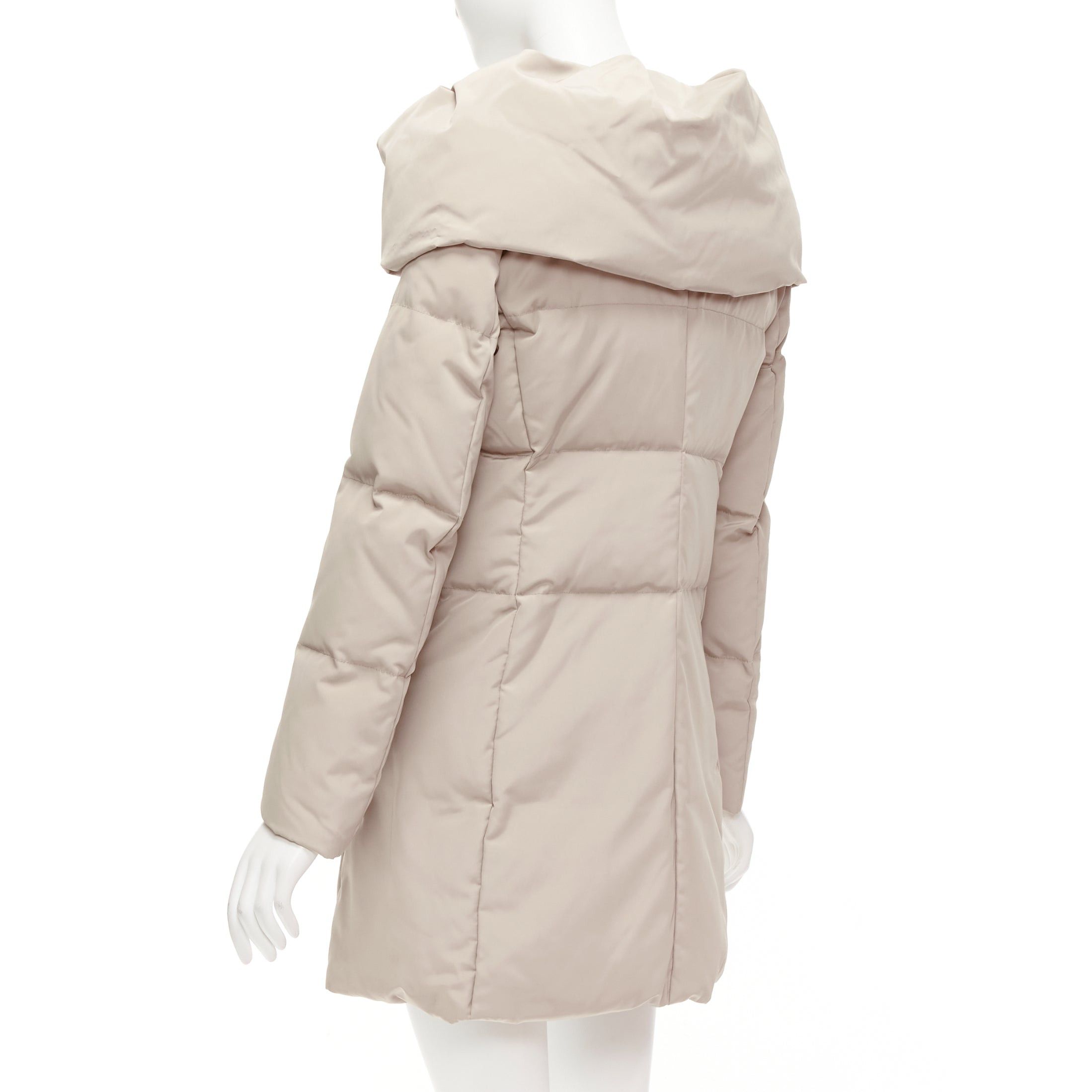 Max Mara MAX & CO Caldo beige bateau foldover collar fitted long puffer coat IT42 M Size M / US 6-8 / IT 42-44 - 7 Thumbnail