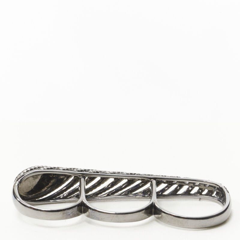 Other AS29 Spine 18k white gold 1.1 carat white diamond 3 finger ring Size ONE SIZE - 4 Thumbnail