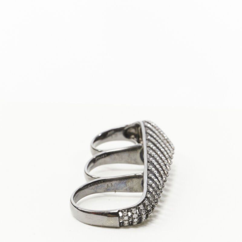 Other AS29 Spine 18k white gold 1.1 carat white diamond 3 finger ring Size ONE SIZE - 3 Thumbnail