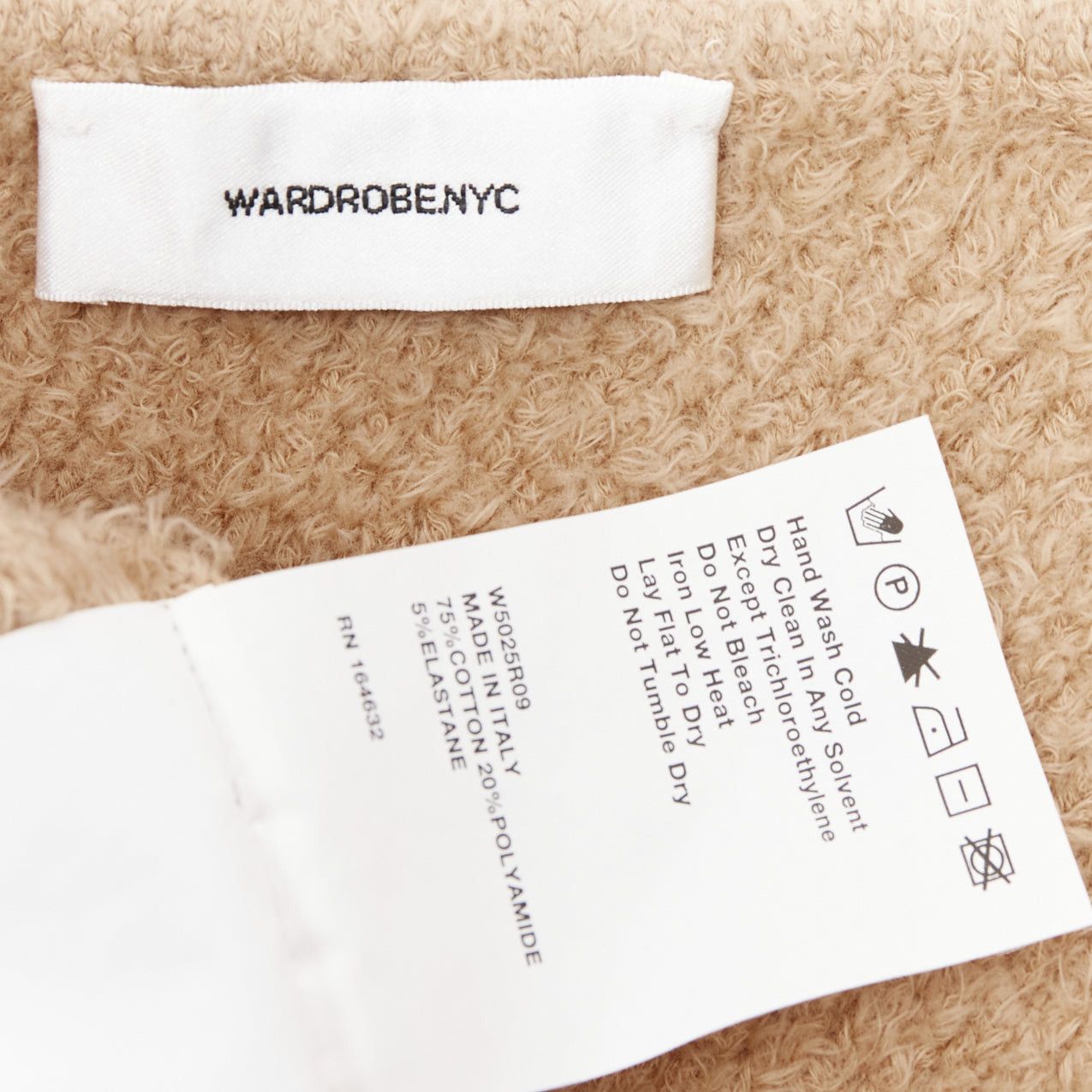 Other WARDROBE NYC HAILEY BIEBER HB tan fuzzy knit cotton one shoulder mini dress S Size S / US 4 / IT 40 - 8 Thumbnail