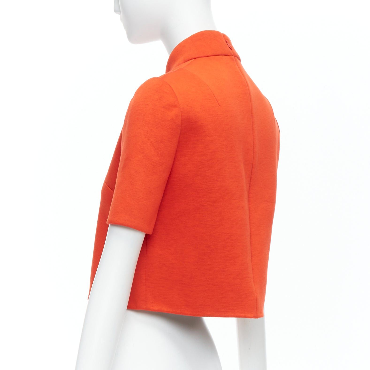 Other DELPOZO tangerine orange scuba fabric hi neck crop top FR34 XS Size XS / US 0-2 / IT 36-38 - 6 Thumbnail