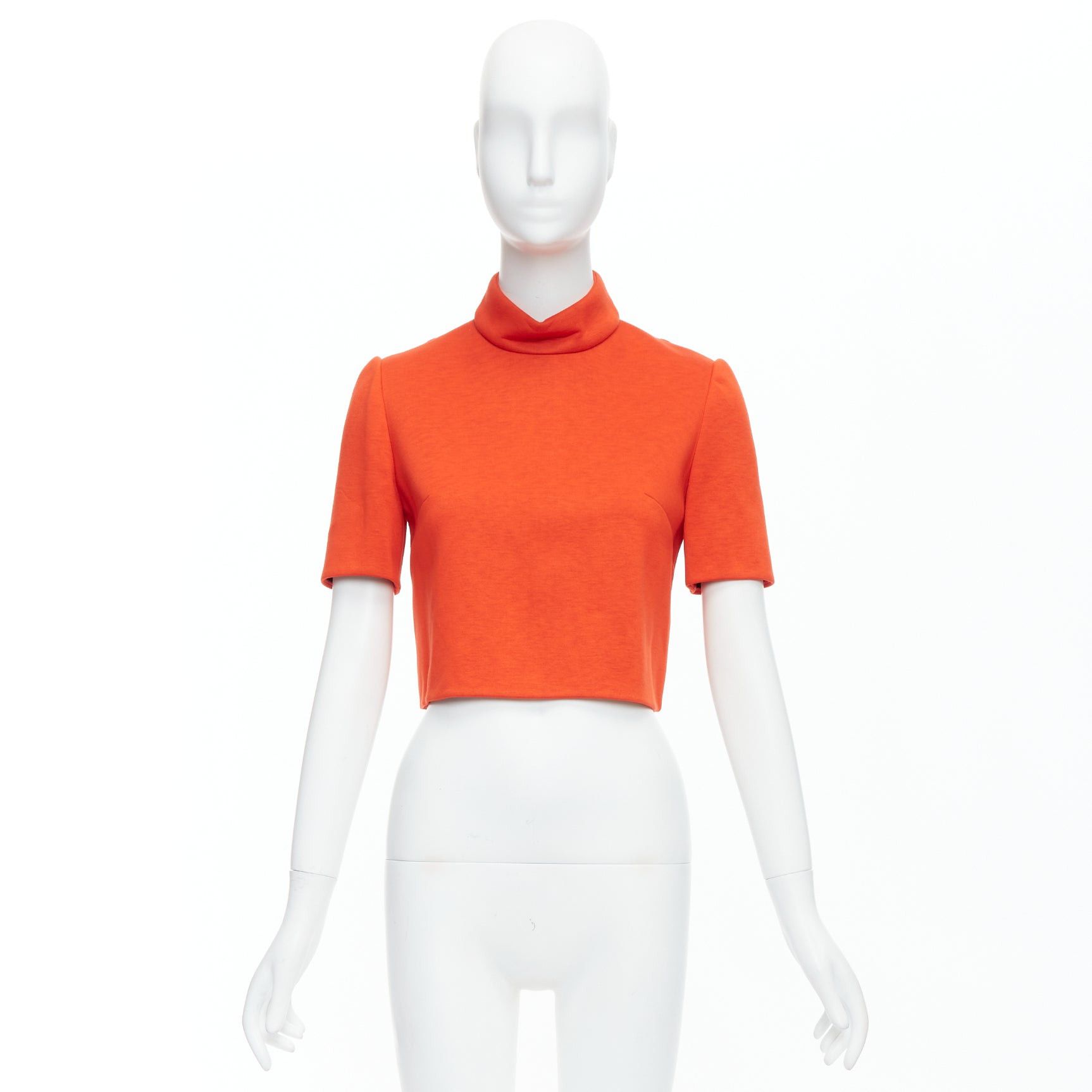 Other DELPOZO tangerine orange scuba fabric hi neck crop top FR34 XS Size XS / US 0-2 / IT 36-38 - 9 Thumbnail