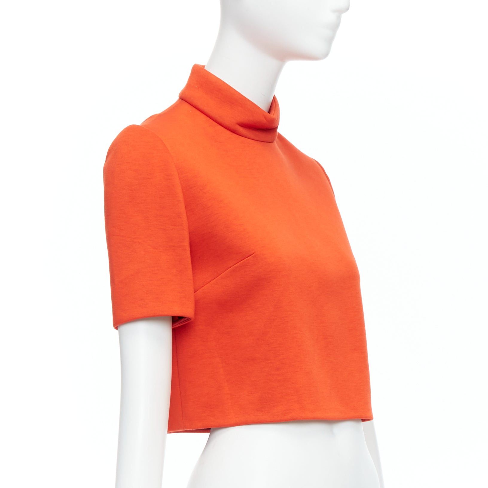 Other DELPOZO tangerine orange scuba fabric hi neck crop top FR34 XS Size XS / US 0-2 / IT 36-38 - 3 Thumbnail