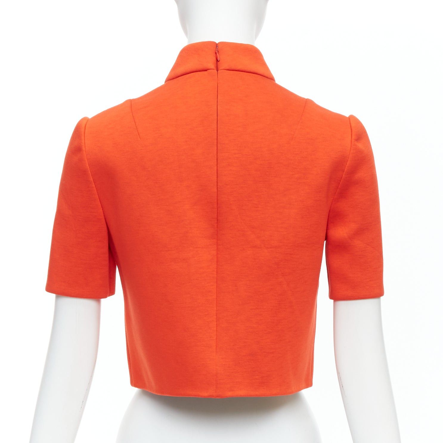 Other DELPOZO tangerine orange scuba fabric hi neck crop top FR34 XS Size XS / US 0-2 / IT 36-38 - 5 Thumbnail