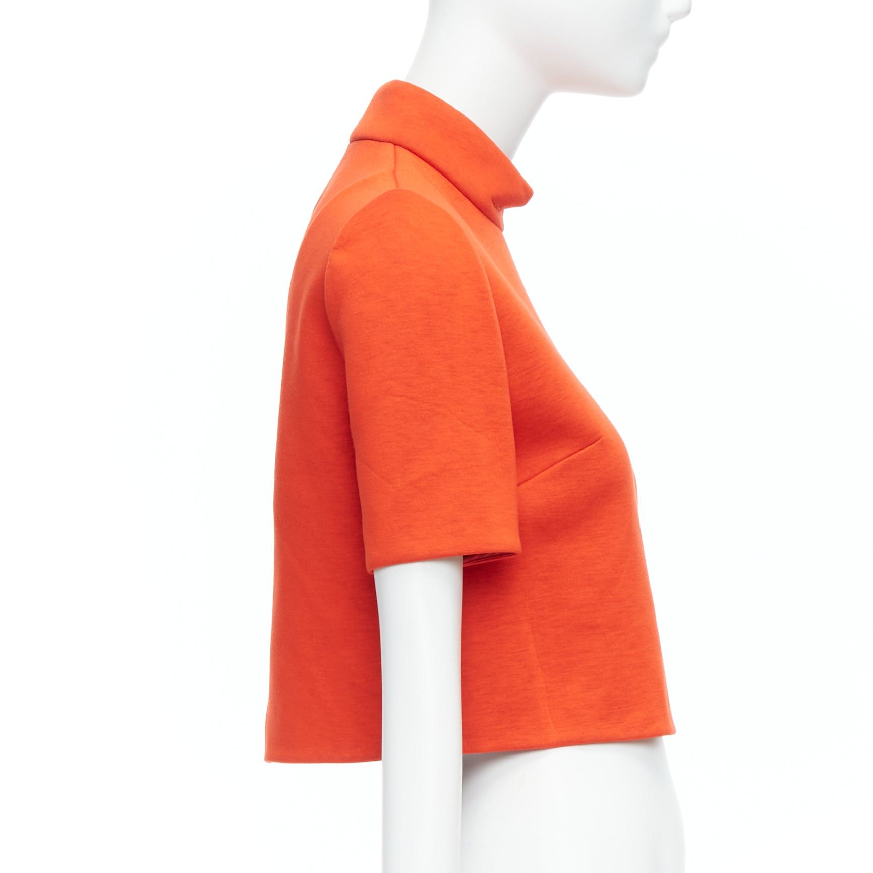 Other DELPOZO tangerine orange scuba fabric hi neck crop top FR34 XS Size XS / US 0-2 / IT 36-38 - 4 Thumbnail