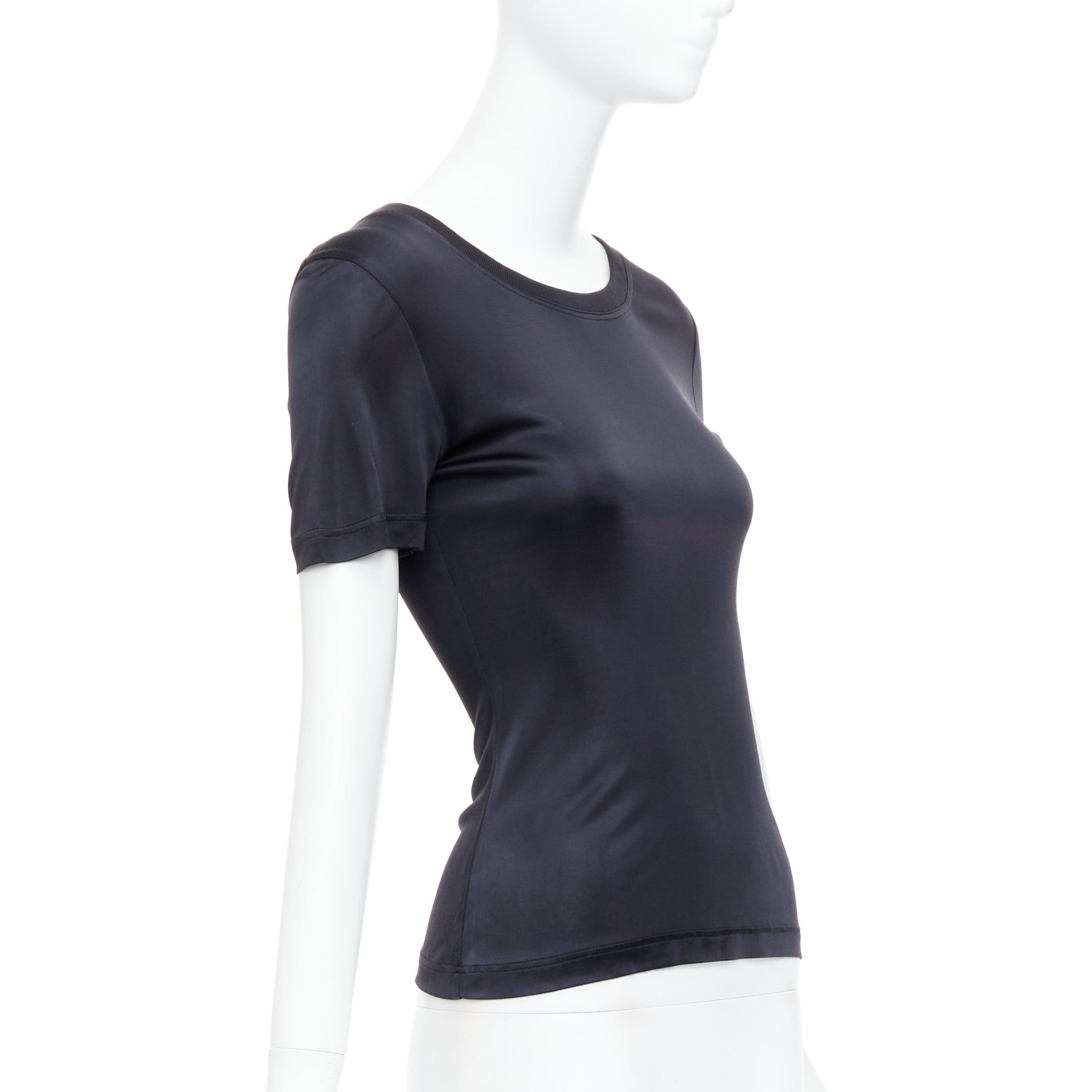 Versace GIANNI VERSACE Vintage black round neck slinky short sleeve top IT38 XS Size XS / US 0-2 / IT 36-38 - 3 Thumbnail