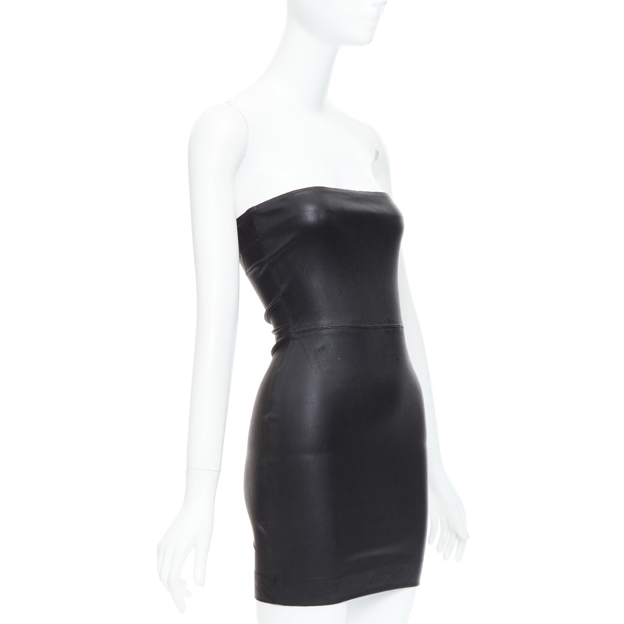 Other SPRWMN black genuine leather strapless mini tube dress US0 XS Size S / US 4 / IT 40 - 3 Thumbnail