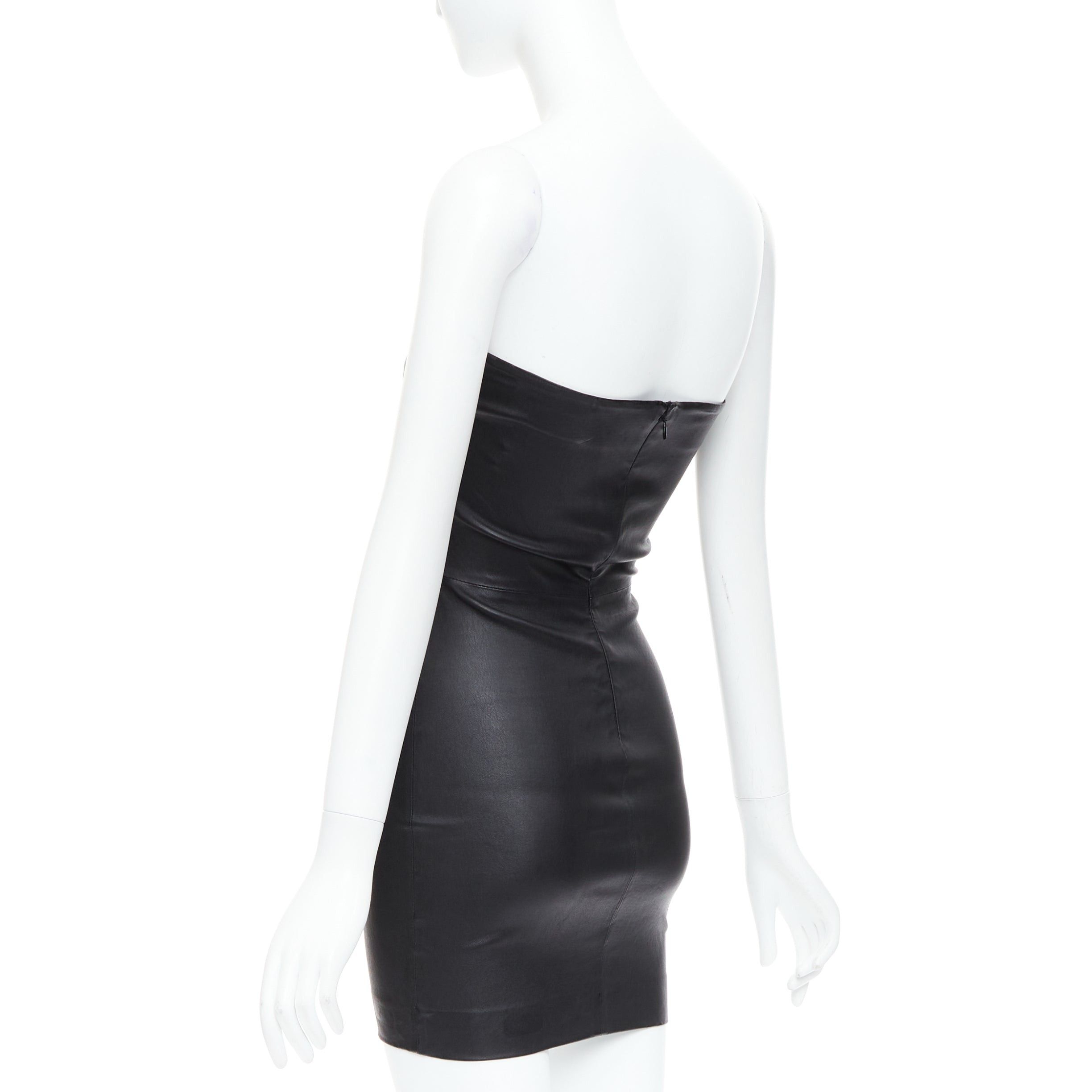 Other SPRWMN black genuine leather strapless mini tube dress US0 XS Size S / US 4 / IT 40 - 6 Thumbnail