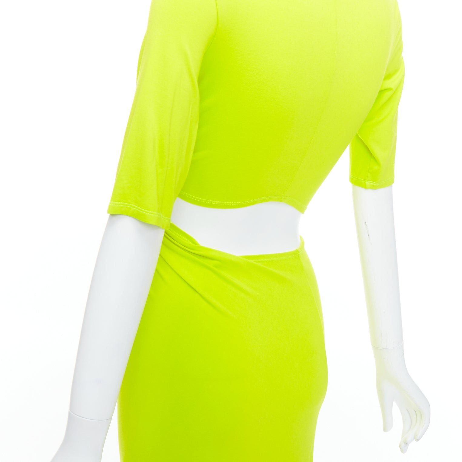 Other SID NEIGUM neon yellow stretch satin twist cut out draped dress XS Size S / US 4 / IT 40 - 7 Thumbnail