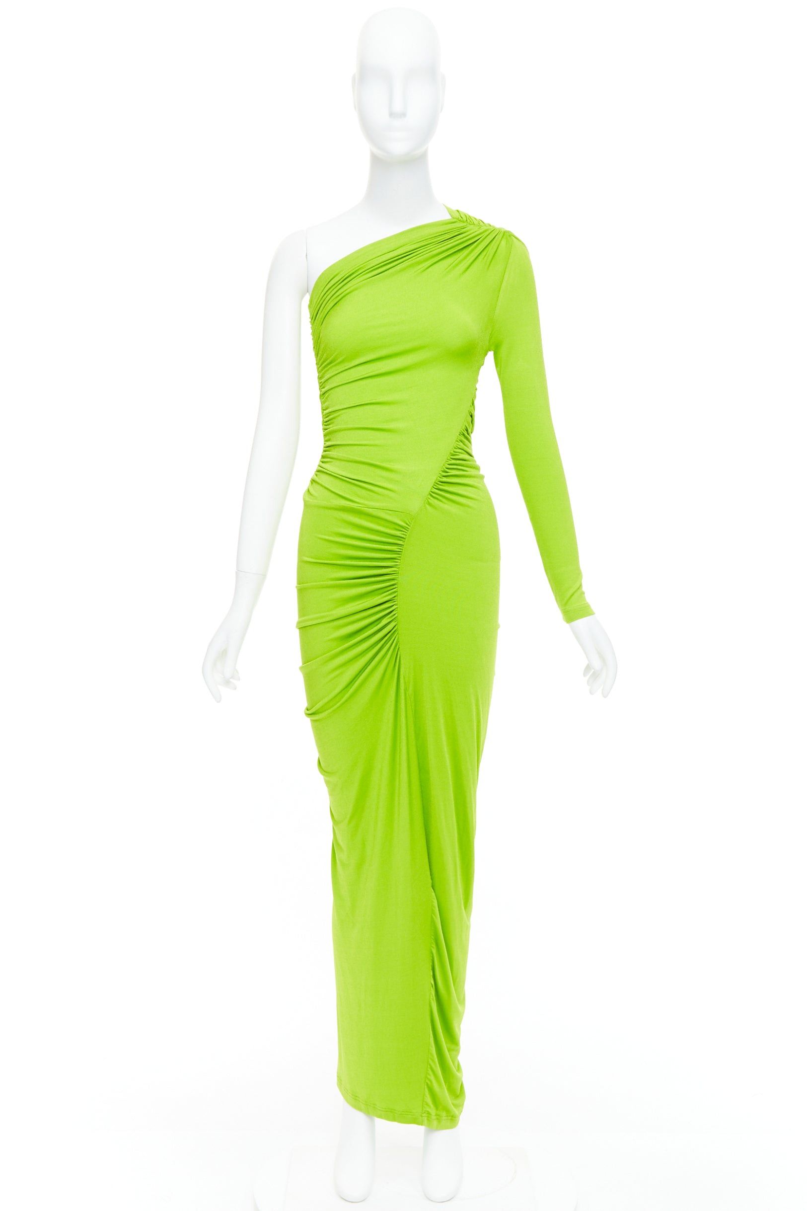 Other ATLEIN Runway green viscose ruched panels one sleeve dress FR34 XS Size XXS / US 00 / IT 34 - 9 Thumbnail