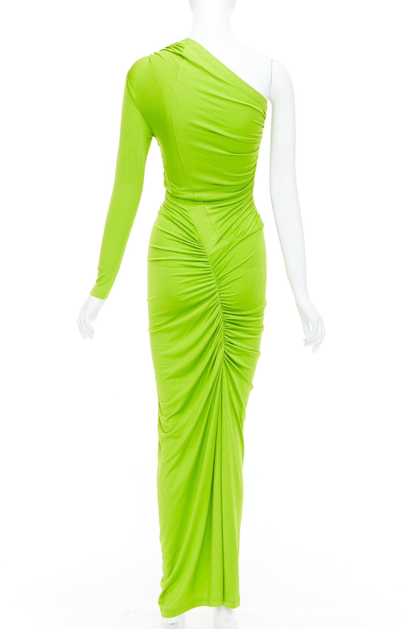 Other ATLEIN Runway green viscose ruched panels one sleeve dress FR34 XS Size XXS / US 00 / IT 34 - 5 Thumbnail