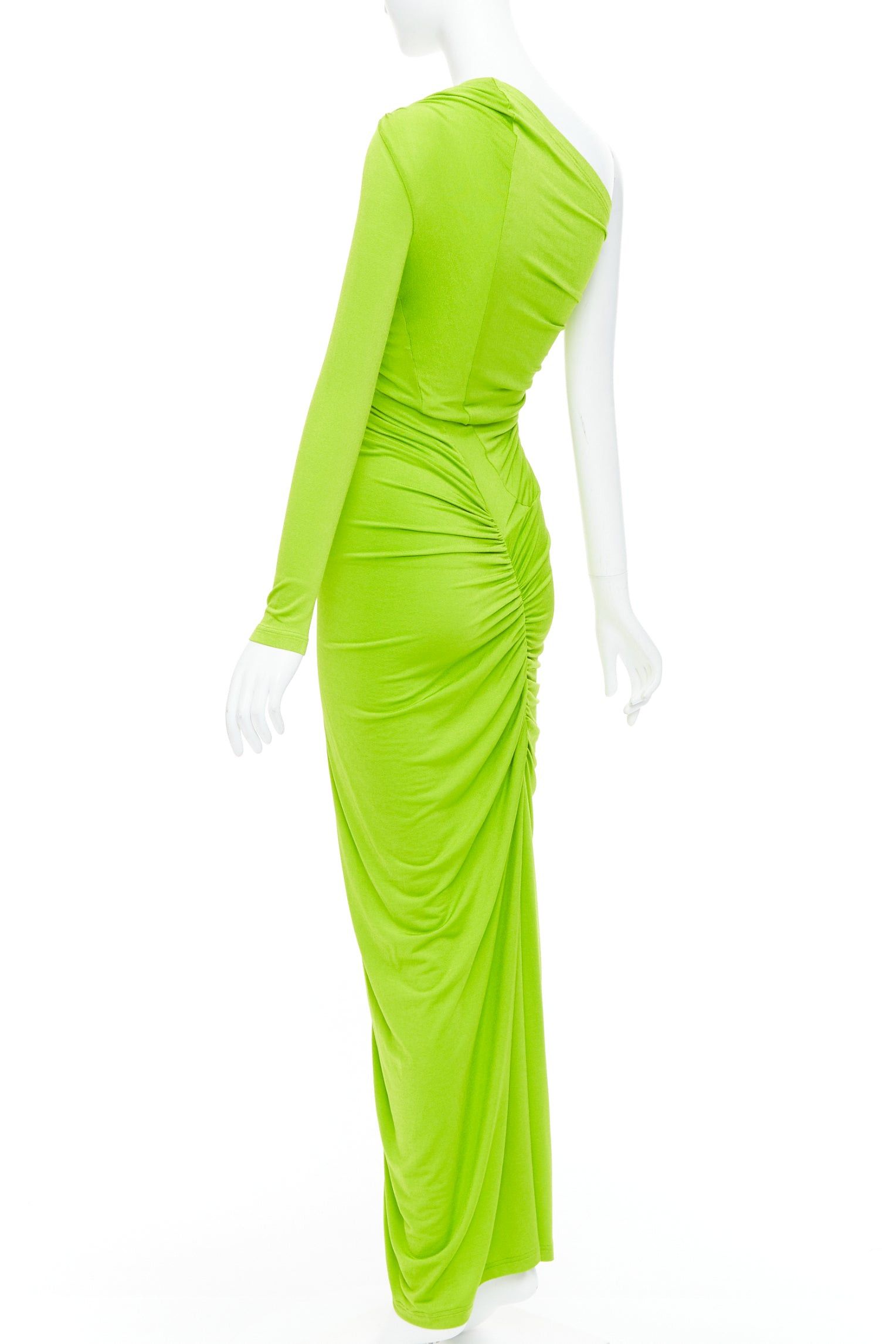Other ATLEIN Runway green viscose ruched panels one sleeve dress FR34 XS Size XXS / US 00 / IT 34 - 6 Thumbnail