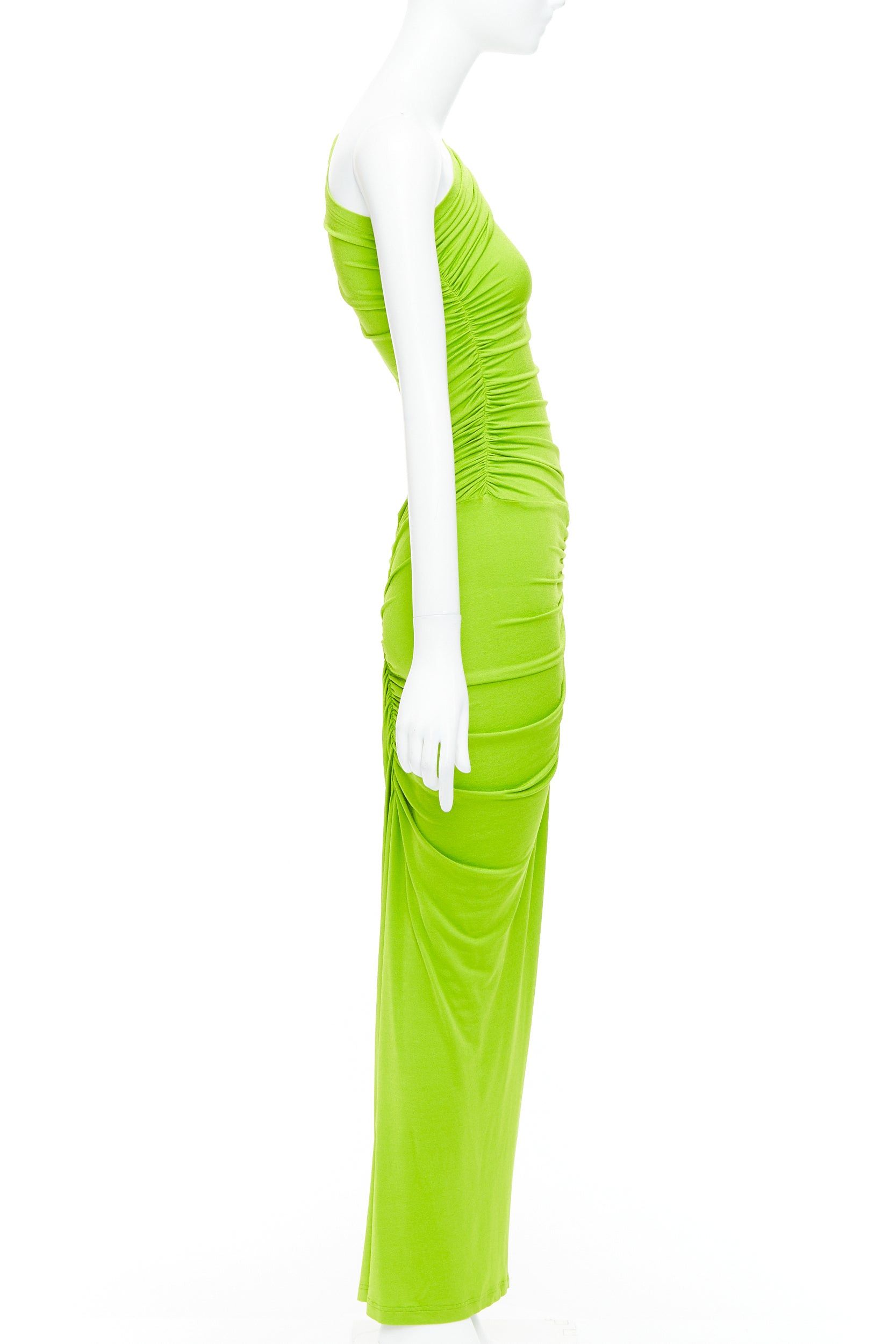 Other ATLEIN Runway green viscose ruched panels one sleeve dress FR34 XS Size XXS / US 00 / IT 34 - 4 Thumbnail